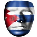 A mask with the flag of cuba painted on it.